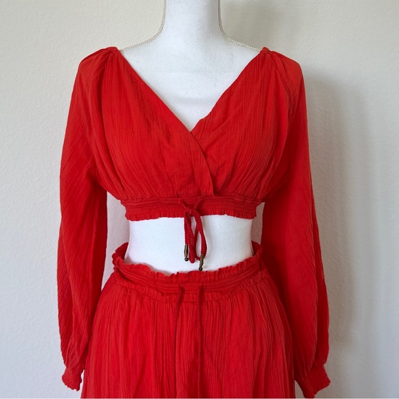 Free People super cute Cleo Crop Top & Maxi Skirt Set -
Size S red-orange color - Picture 6 of 12